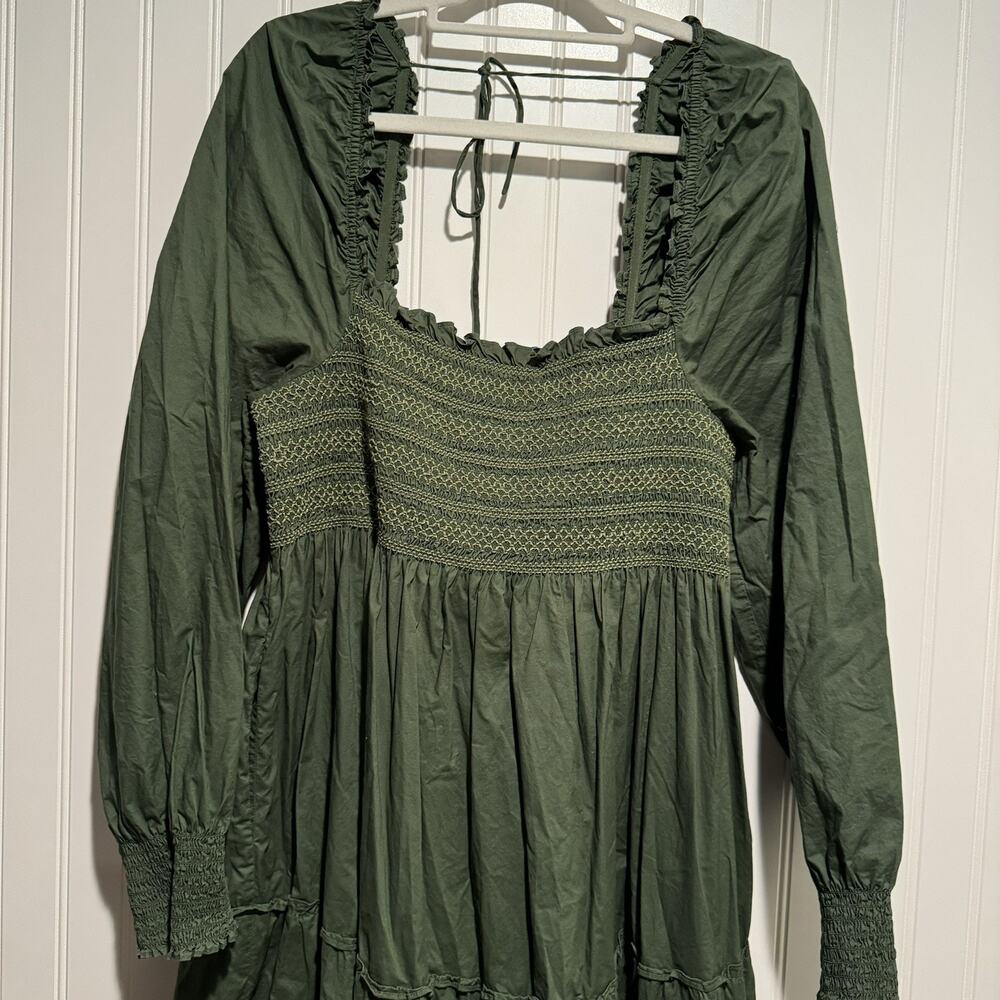 Hill House Naomi Nap Dress Leaf Green Smocked Bodice Square Neckline XXL - Picture 3 of 8